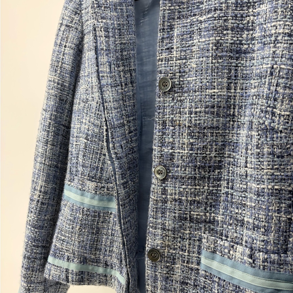 Crazy Horse Liz Claiborne Blue Tweed Blazer Women Size XLP - Picture 4 of 10